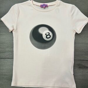 Edikted Cream 8-Ball Graphic Crop Top